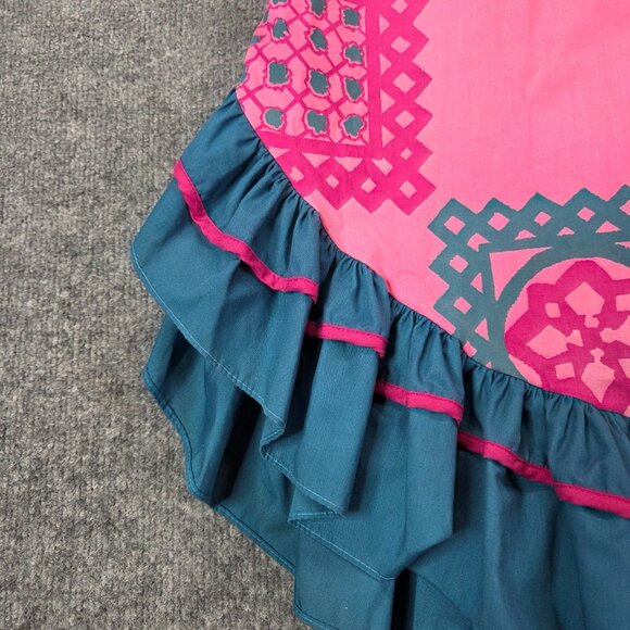 Vintage MAMO HOWELL Hawaiian Aloha Tropical Maxi Muumuu Dress Ruffles Pockets 12 - Picture 7 of 13